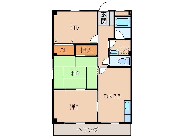 ブレスベル小二里(3DK/2階)の間取り写真