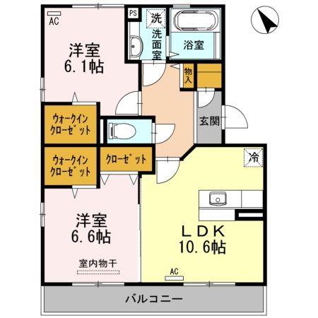 オッツ池田(2LDK/3階)の間取り写真