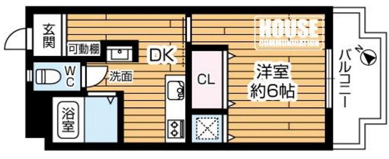 クレール上新庄(1DK/4階)の間取り写真