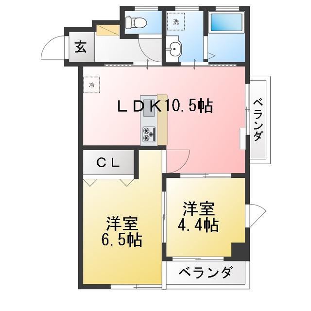 グランデ85(2LDK/4階)の間取り写真