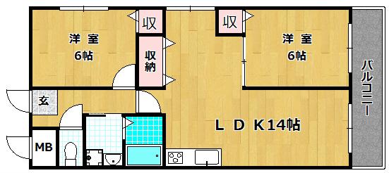 レオハイム津田II(2LDK/3階)の間取り写真