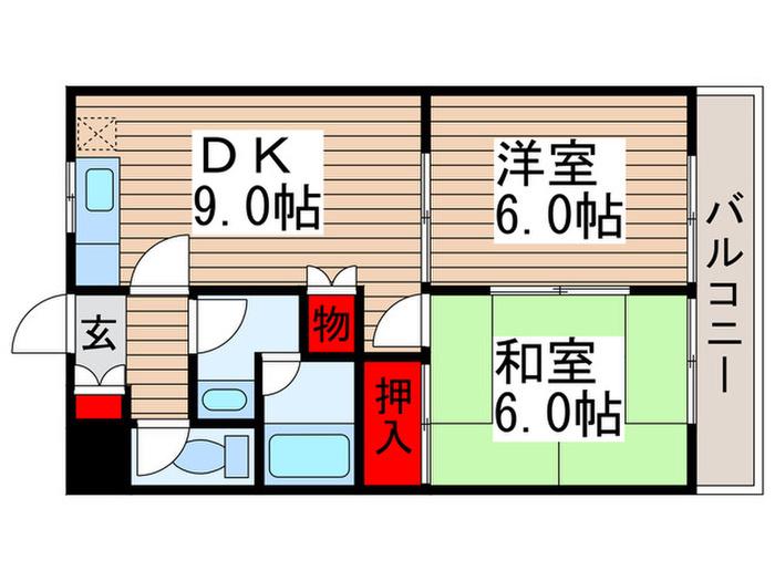 SKビル拾壱番館(2DK/3階)の間取り写真
