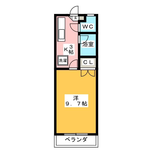 津島ハイツ(1K/3階)の間取り写真