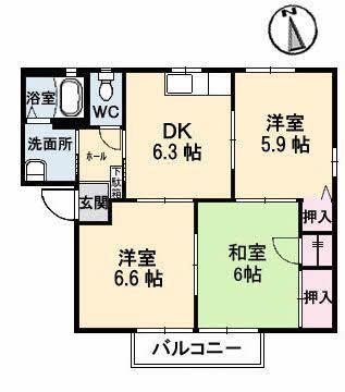 フォーレスM(3DK/1階)の間取り写真