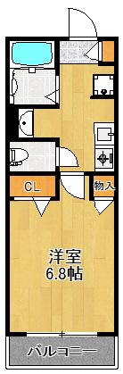 パルクヴェール・横浜(1K/1階)の間取り写真