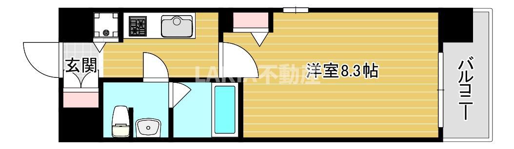 スワンズシティ心斎橋アネーロ(1K/8階)の間取り写真