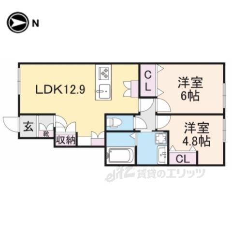 SORANA桂(2LDK/1階)の間取り写真