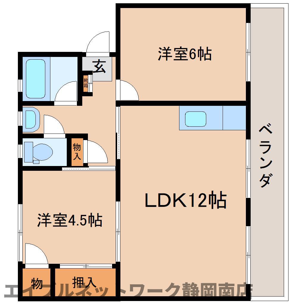 中島団地S34(2LDK/4階)の間取り写真