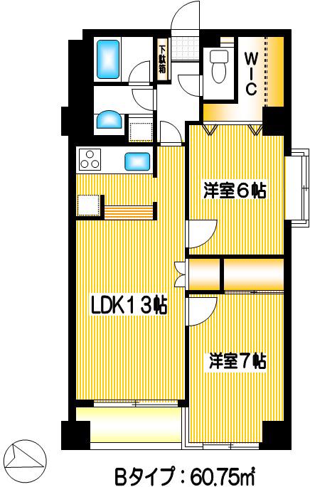 ベルフィールド(2LDK/3階)の間取り写真
