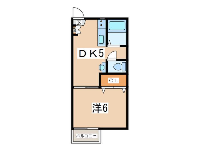 シティーハイツI(1DK/2階)の間取り写真