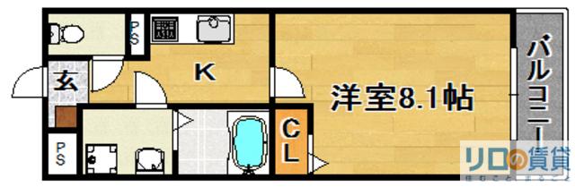 ラファヴール(1K/2階)の間取り写真