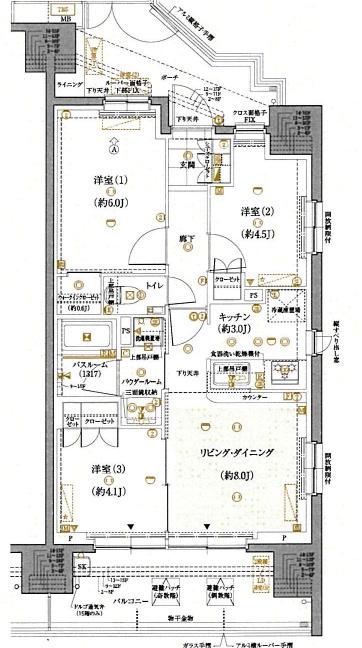 ガーラ・レジデンス平井(3LDK/8階)の間取り写真