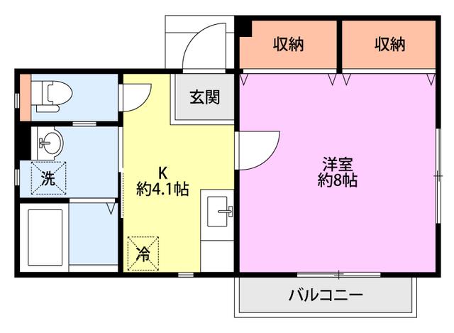 コーポ日和ヶ丘(1K/1階)の間取り写真