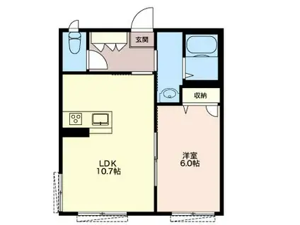 リラフォート鵠沼(1LDK/2階)の間取り写真