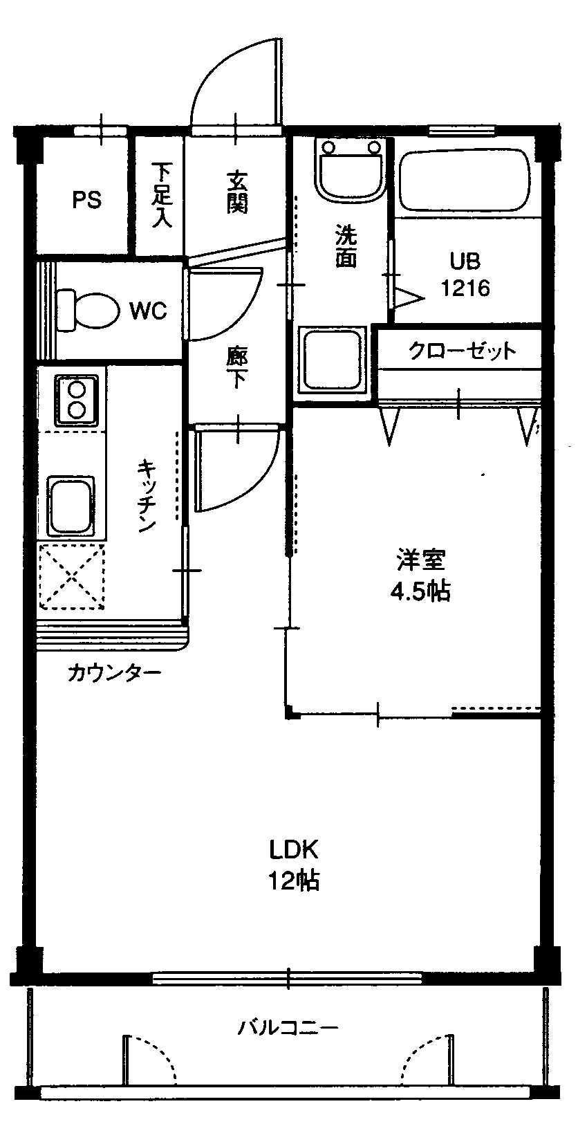 エトランゼ高師駅(1LDK/1階)の間取り写真