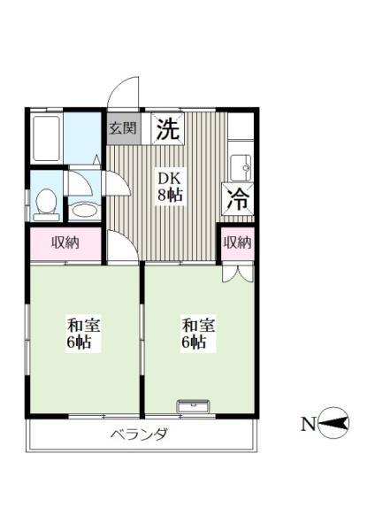 ケーエムハイツ(2DK/2階)の間取り写真