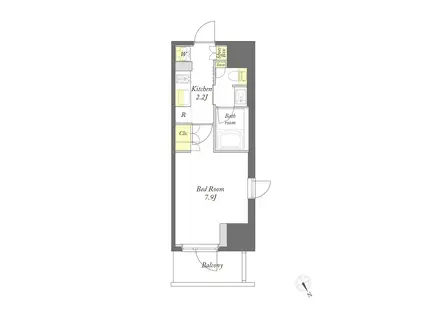 プライムメゾン門前仲町(1K/13階)の間取り写真