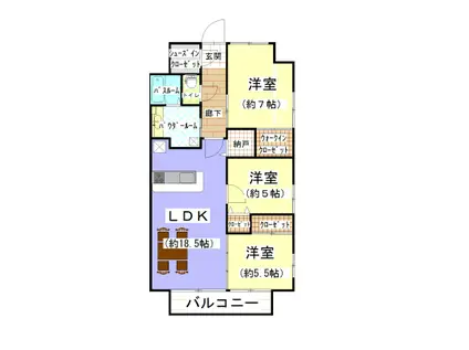 プレミスト小山(3LDK/12階)の間取り写真
