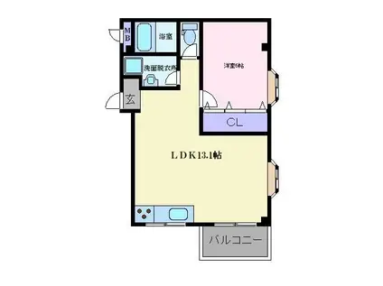 しのだハイツ(1LDK/3階)の間取り写真