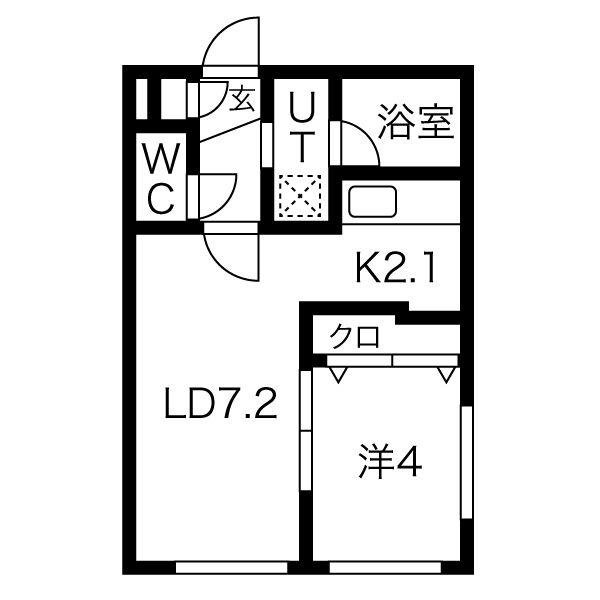 シャンブル西町(1LDK/3階)の間取り写真