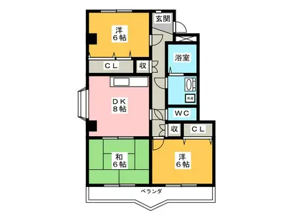 ハウスロイヤル21(3DK/3階)の間取り写真