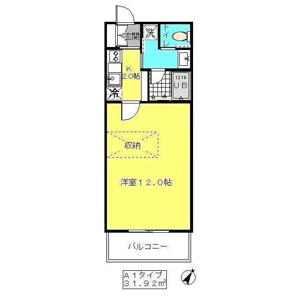 ソレアード上鷺(1K/3階)の間取り写真