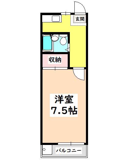 シャトルジュン(1K/2階)の間取り写真