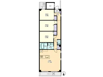シティフラッツ志村(3LDK/5階)の間取り写真