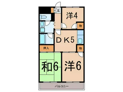 ラフォーレ赤塚(3DK/2階)の間取り写真