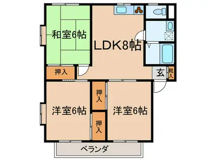 エスポワール弐番館(3LDK/1階)の間取り写真