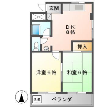 栄サンライズ(2DK/4階)の間取り写真