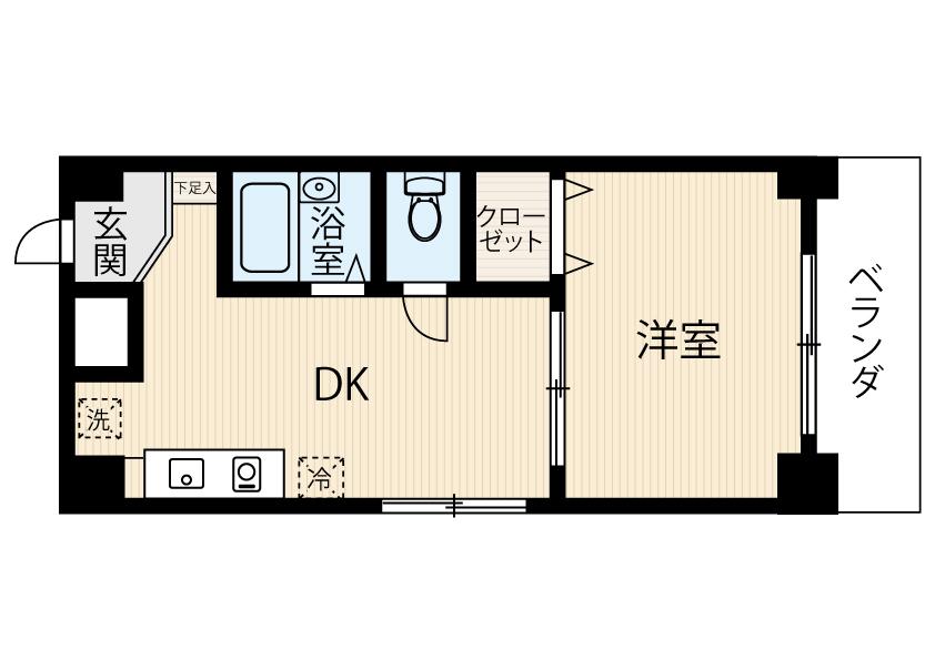 プロヴァンス平野町(1DK/2階)の間取り写真