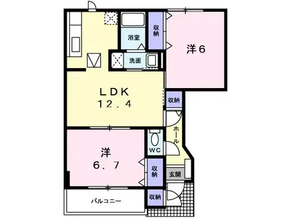 アラモード エムII(2LDK/1階)の間取り写真