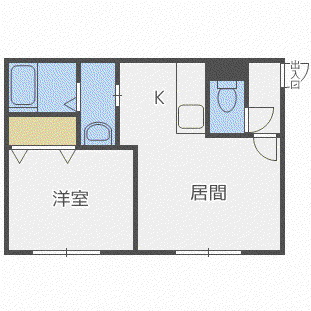 クラリス二十四軒(1LDK/2階)の間取り写真