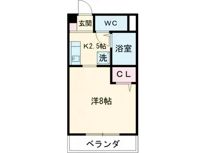 グランデュール16(1K/4階)の間取り写真