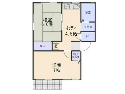 シティハイム八坂北(2DK/1階)の間取り写真