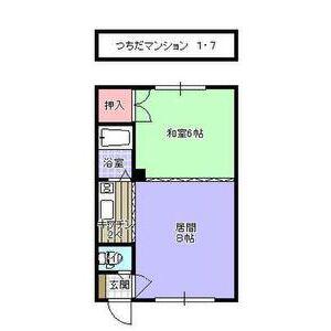 つちだマンション(1LDK/2階)の間取り写真