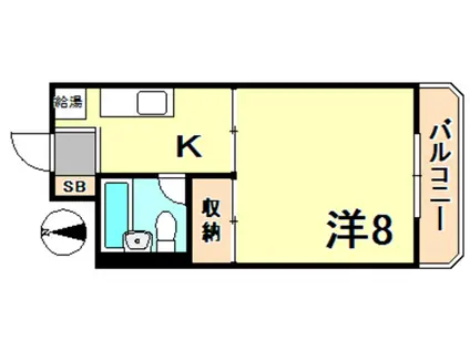 晃ハイム(1K/3階)の間取り写真
