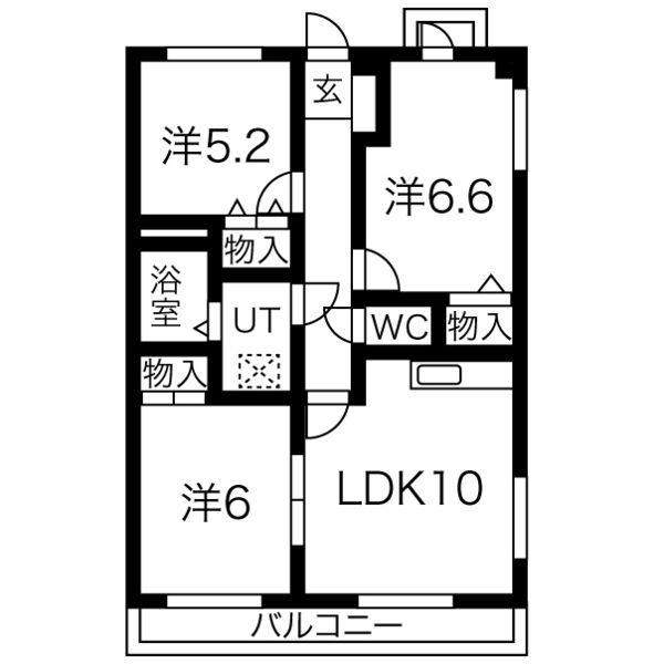 プロクシー貴船(3LDK/2階)の間取り写真