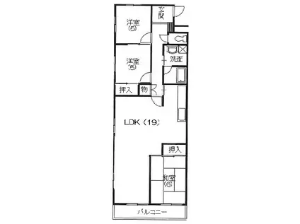 マンション寺田(3LDK/4階)の間取り写真