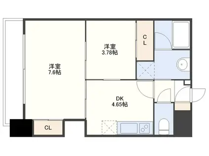 アーバス金屋町(2DK/9階)の間取り写真