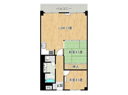 朝日プラザ大浜(2LDK/7階)の間取り写真