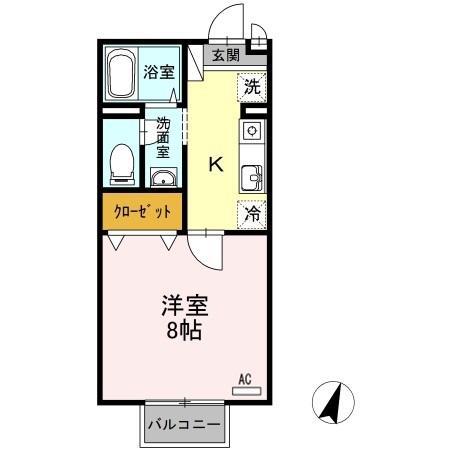 アレイ御用所 B棟(1K/1階)の間取り写真