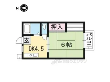 コーポ明津(1K/2階)の間取り写真