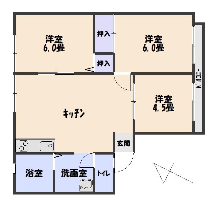 グリーンハイツA(3DK/1階)の間取り写真