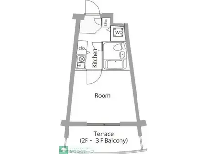 ライオンズテラス武蔵小金井(1K/2階)の間取り写真