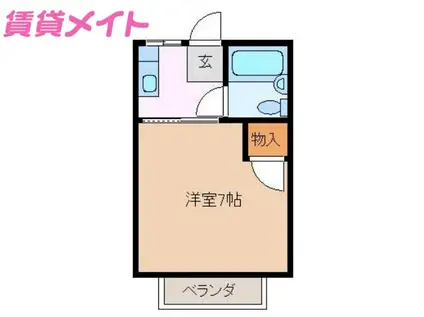 ハッピーハイムサカタ(1K/2階)の間取り写真