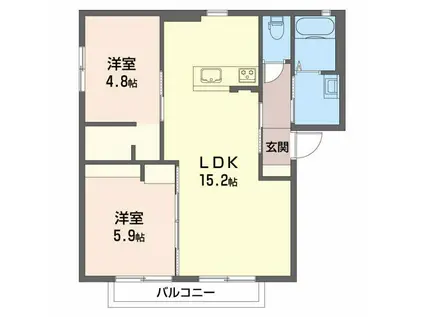 バリュージュひろまえ A棟(2LDK/1階)の間取り写真
