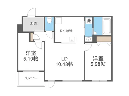 ポルトボヌール(2LDK/2階)の間取り写真