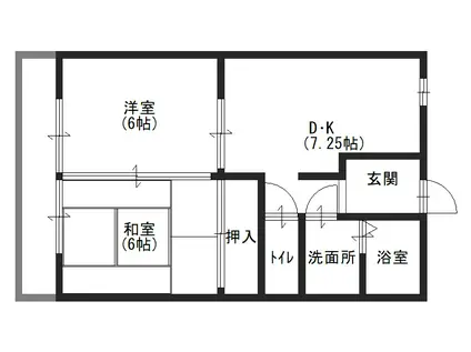 シェリーフィールド(2DK/2階)の間取り写真